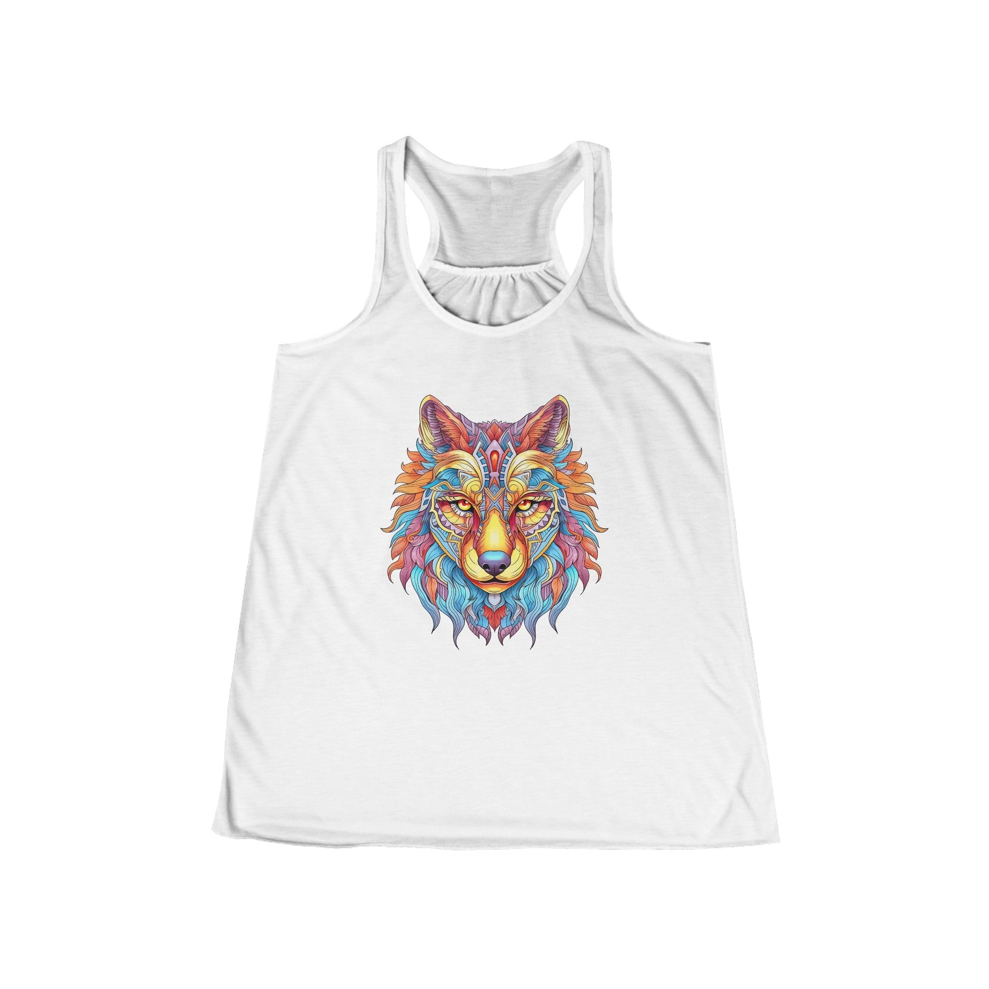 Tribal Mystic Wolf Women's Flowy Racerback Tank - EternalAscension