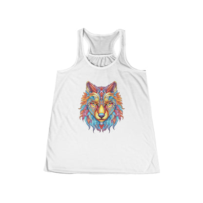 Tribal Mystic Wolf Women's Flowy Racerback Tank - EternalAscension