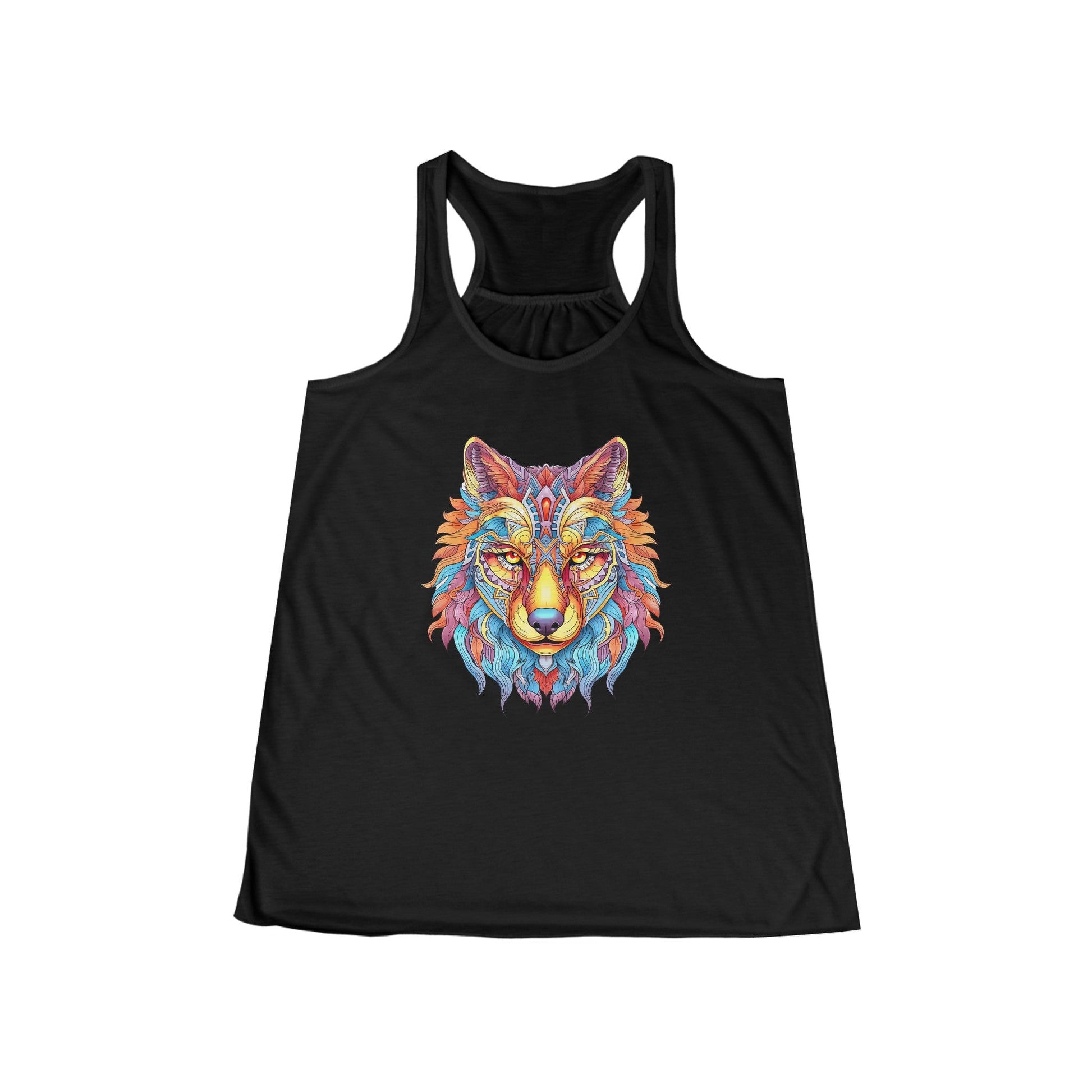 Tribal Mystic Wolf Women's Flowy Racerback Tank - EternalAscension