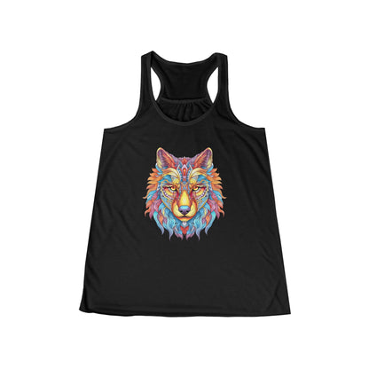 Tribal Mystic Wolf Women's Flowy Racerback Tank - EternalAscension