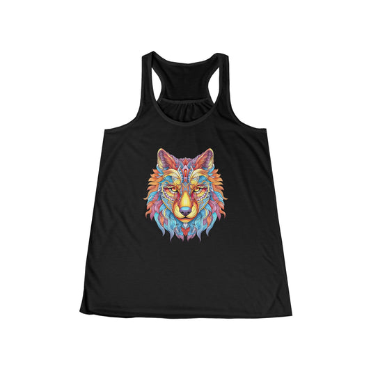 Tribal Mystic Wolf Women's Flowy Racerback Tank - EternalAscension