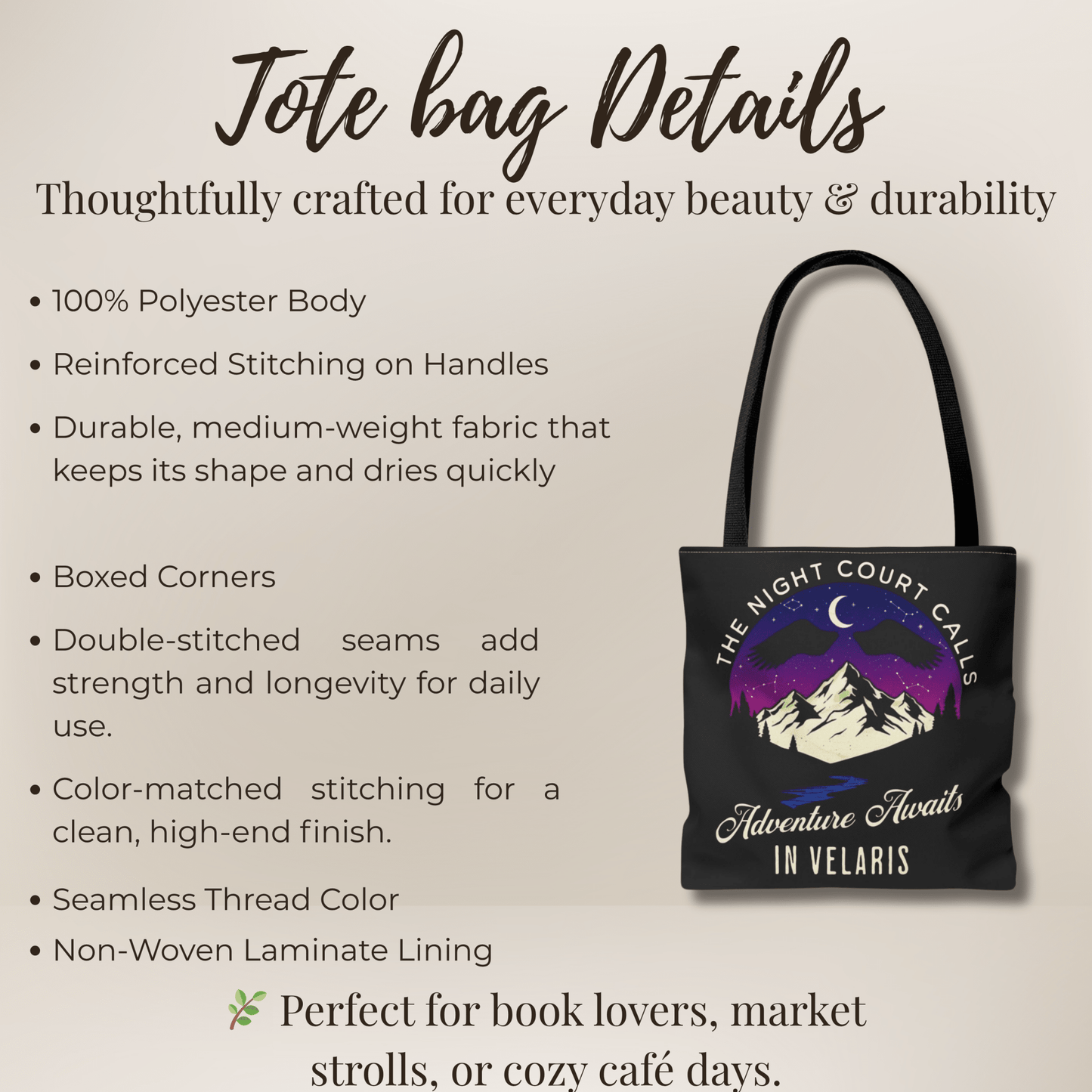 Velaris Adventure Awaits Tote Bag, ACOTAR Book Lover Gift, The Night Court Calls Bag, Bookish Tote, Booktok Merchandise - EternalAscension