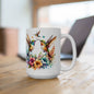 Vibrant Hummingbirds and Floral Bouquet Ceramic Mug (11oz, 15oz) - EternalAscension