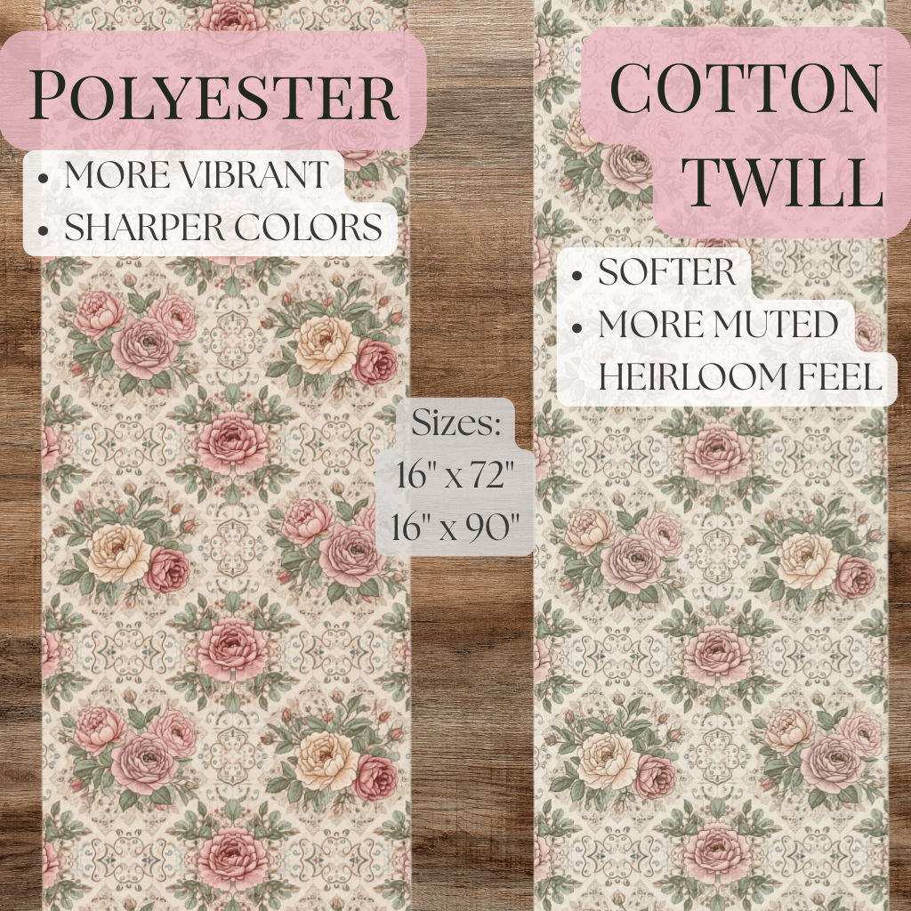 Vintage Rose Floral Table Runner | Cotton Poly - EternalAscension