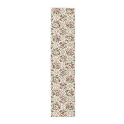 Vintage Rose Floral Table Runner | Cotton Poly - EternalAscension