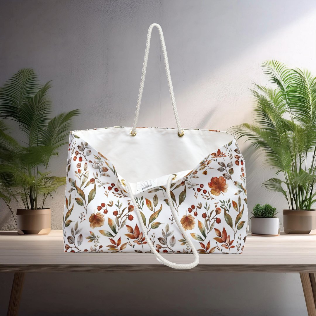 Weekender Bag - Botanical Floral Pattern Tote - EternalAscension