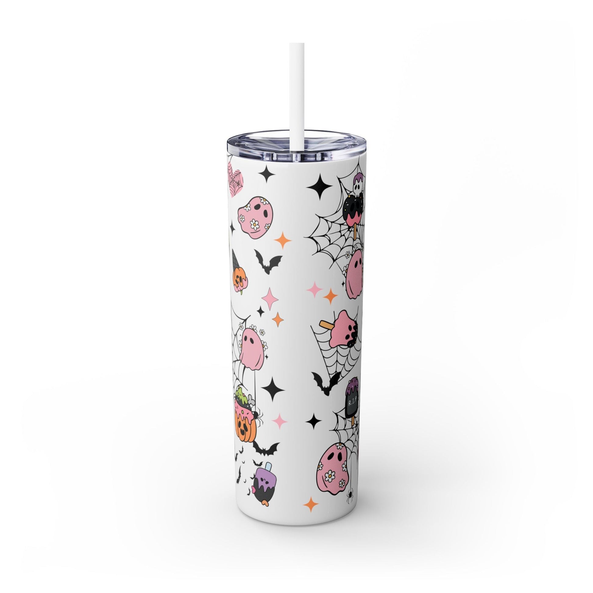 Whimsical Halloween Delight Skinny Tumbler with Straw, 20oz - EternalAscension