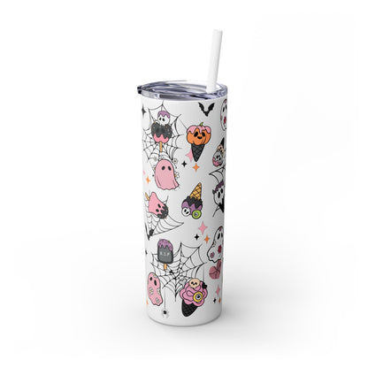 Whimsical Halloween Delight Skinny Tumbler with Straw, 20oz - EternalAscension