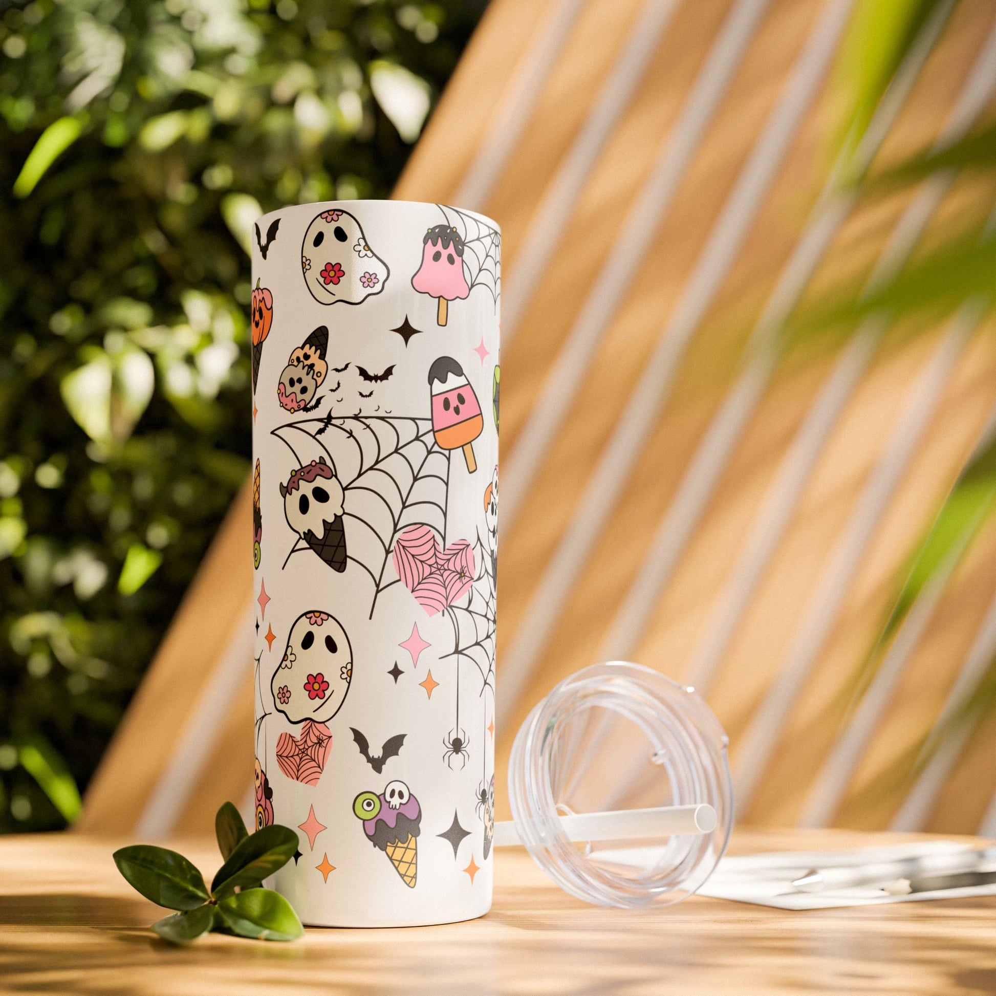 Whimsical Halloween Delight Skinny Tumbler with Straw, 20oz - EternalAscension