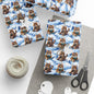 Winter Adventure Cats Wrapping Paper, Christmas Gift Wrap, Cat Lover Birthday Present, Festive Holiday Packaging, Snowboarder Cat Print - EternalAscension