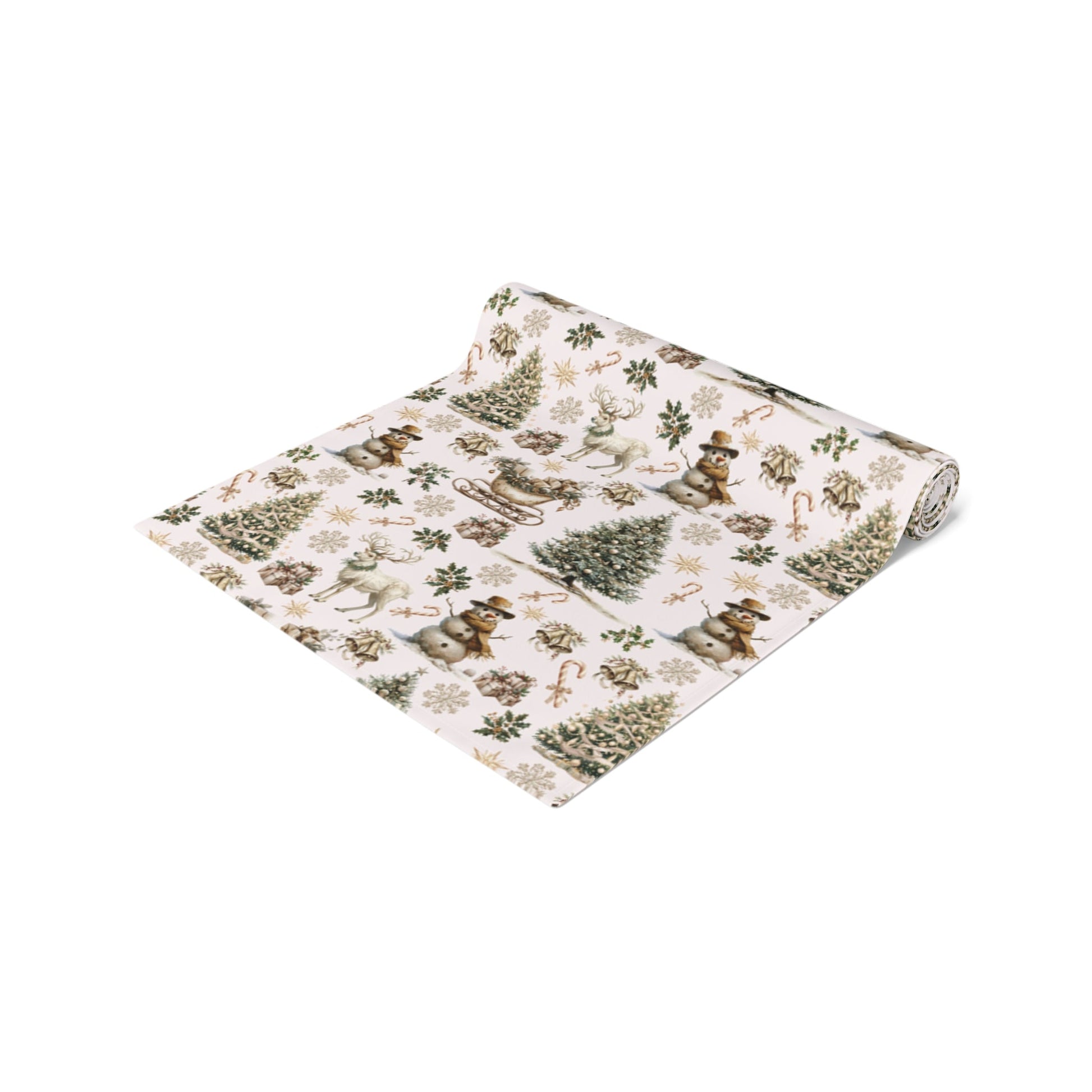 Winter Wonderland Table Runner - Festive Holiday Decor for Dining Table, Christmas Reindeer Theme, Cotton Poly Blend - Seasonal Home - EternalAscension