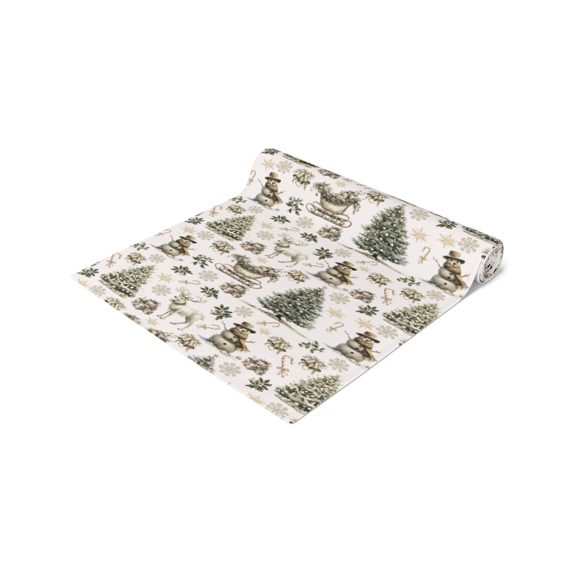 Winter Wonderland Table Runner - Festive Holiday Decor for Dining Table, Christmas Reindeer Theme, Cotton Poly Blend - Seasonal Home - EternalAscension