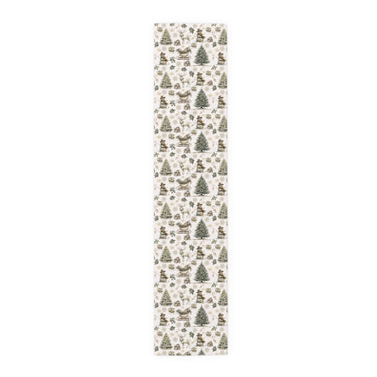 Winter Wonderland Table Runner - Festive Holiday Decor for Dining Table, Christmas Reindeer Theme, Cotton Poly Blend - Seasonal Home - EternalAscension