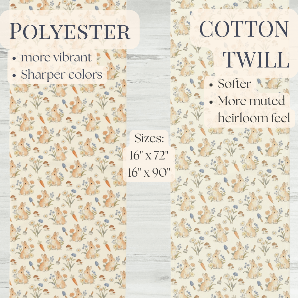 Woodland Floral Bunny Table Runner cotton poly | Easter decor - EternalAscension