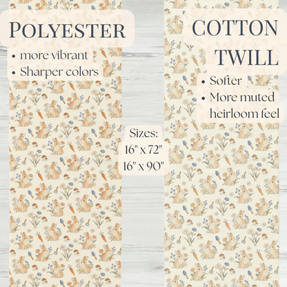 Woodland Floral Bunny Table Runner cotton poly | Easter decor - EternalAscension