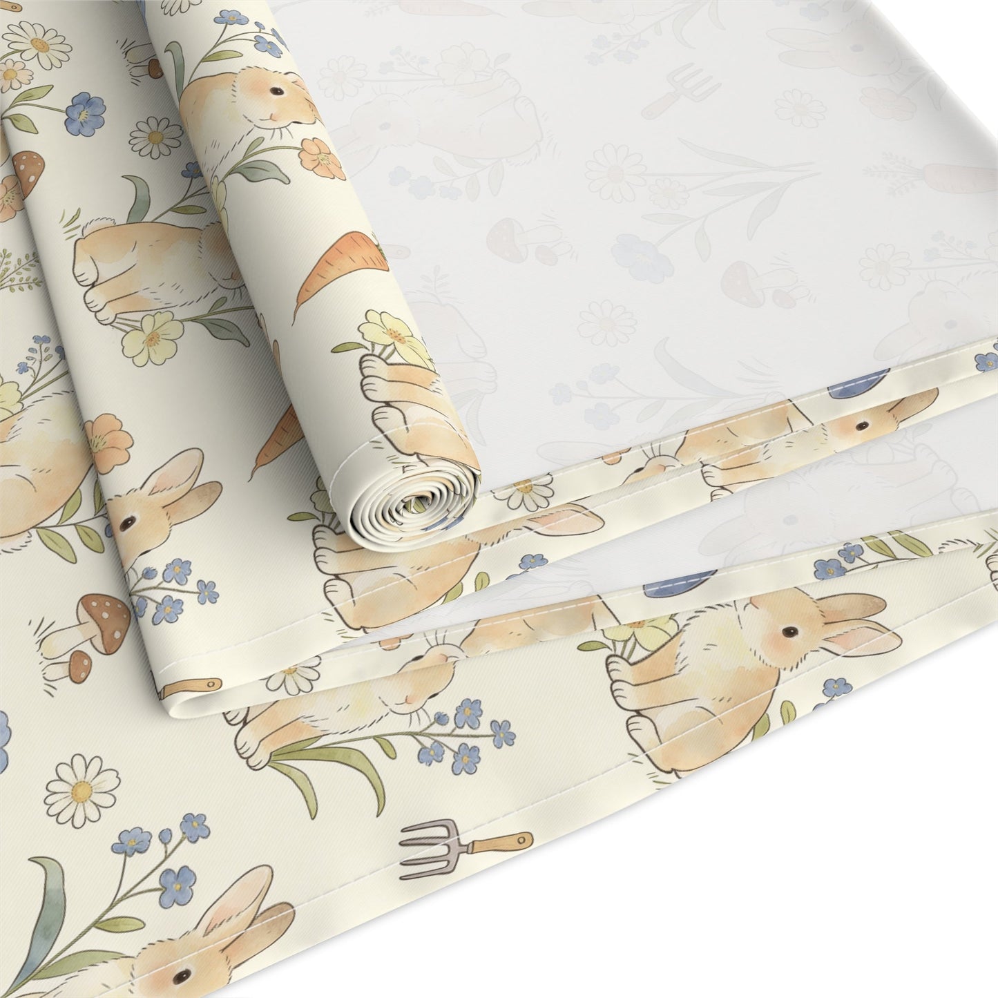 Woodland Floral Bunny Table Runner cotton poly | Easter decor - EternalAscension