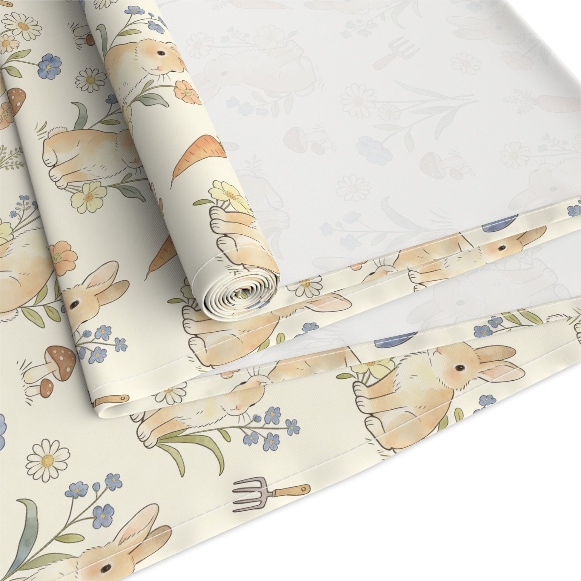 Woodland Floral Bunny Table Runner cotton poly | Easter decor - EternalAscension