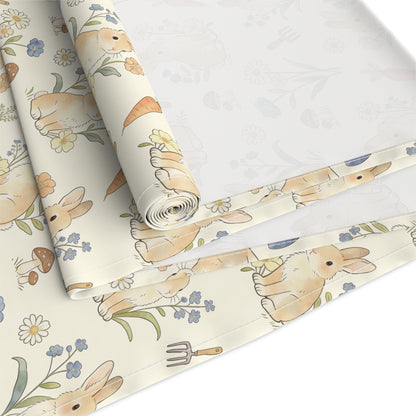 Woodland Floral Bunny Table Runner cotton poly | Easter decor - EternalAscension