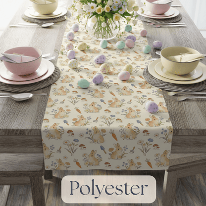 Woodland Floral Bunny Table Runner cotton poly | Easter decor - EternalAscension