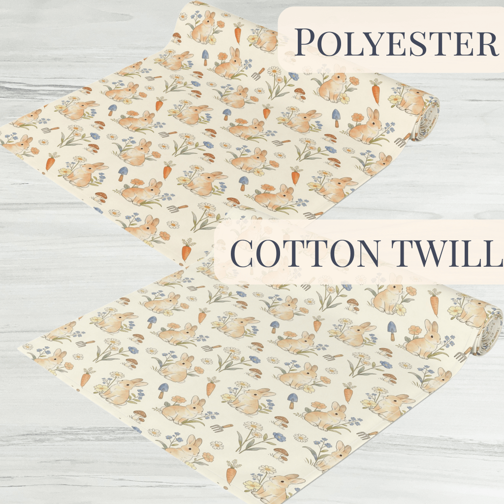 Woodland Floral Bunny Table Runner cotton poly | Easter decor - EternalAscension