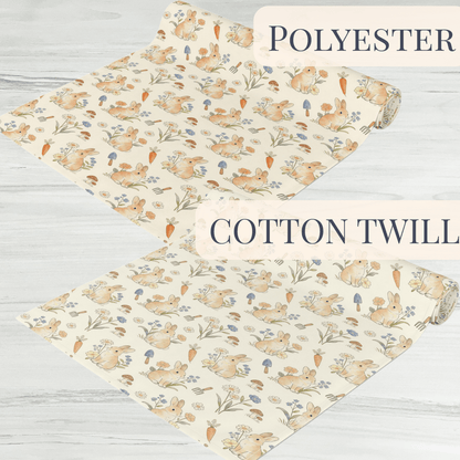 Woodland Floral Bunny Table Runner cotton poly | Easter decor - EternalAscension