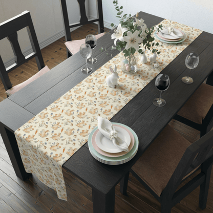Woodland Floral Bunny Table Runner cotton poly | Easter decor - EternalAscension