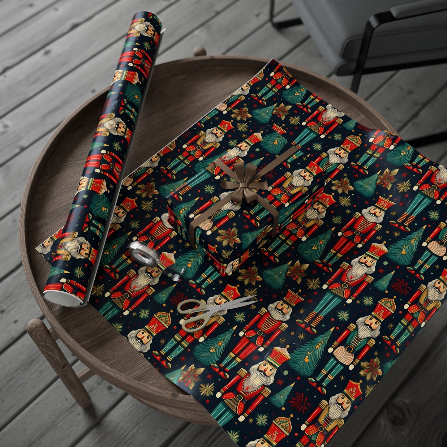 Wrapping Papers - Christmas Nutcracker Pattern, Holiday Gift Wrap, Festive Wrapping Paper Roll, Xmas Present Wrap, Gift Wrapping Supplies - EternalAscension