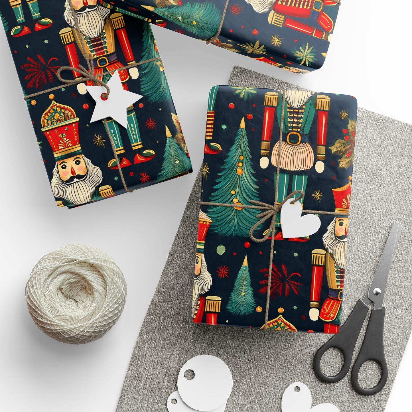 Wrapping Papers - Christmas Nutcracker Pattern, Holiday Gift Wrap, Festive Wrapping Paper Roll, Xmas Present Wrap, Gift Wrapping Supplies - EternalAscension