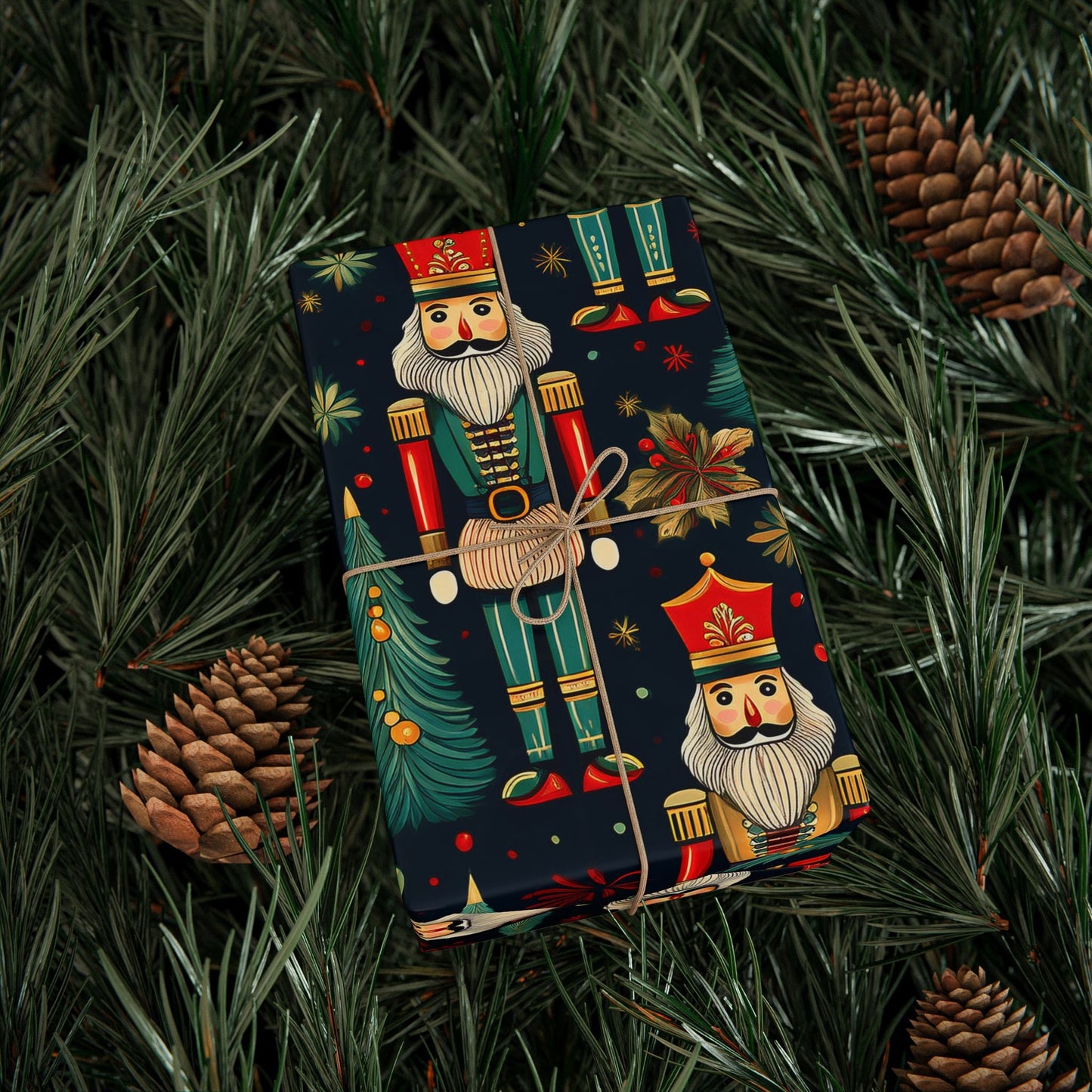 Wrapping Papers - Christmas Nutcracker Pattern, Holiday Gift Wrap, Festive Wrapping Paper Roll, Xmas Present Wrap, Gift Wrapping Supplies - EternalAscension