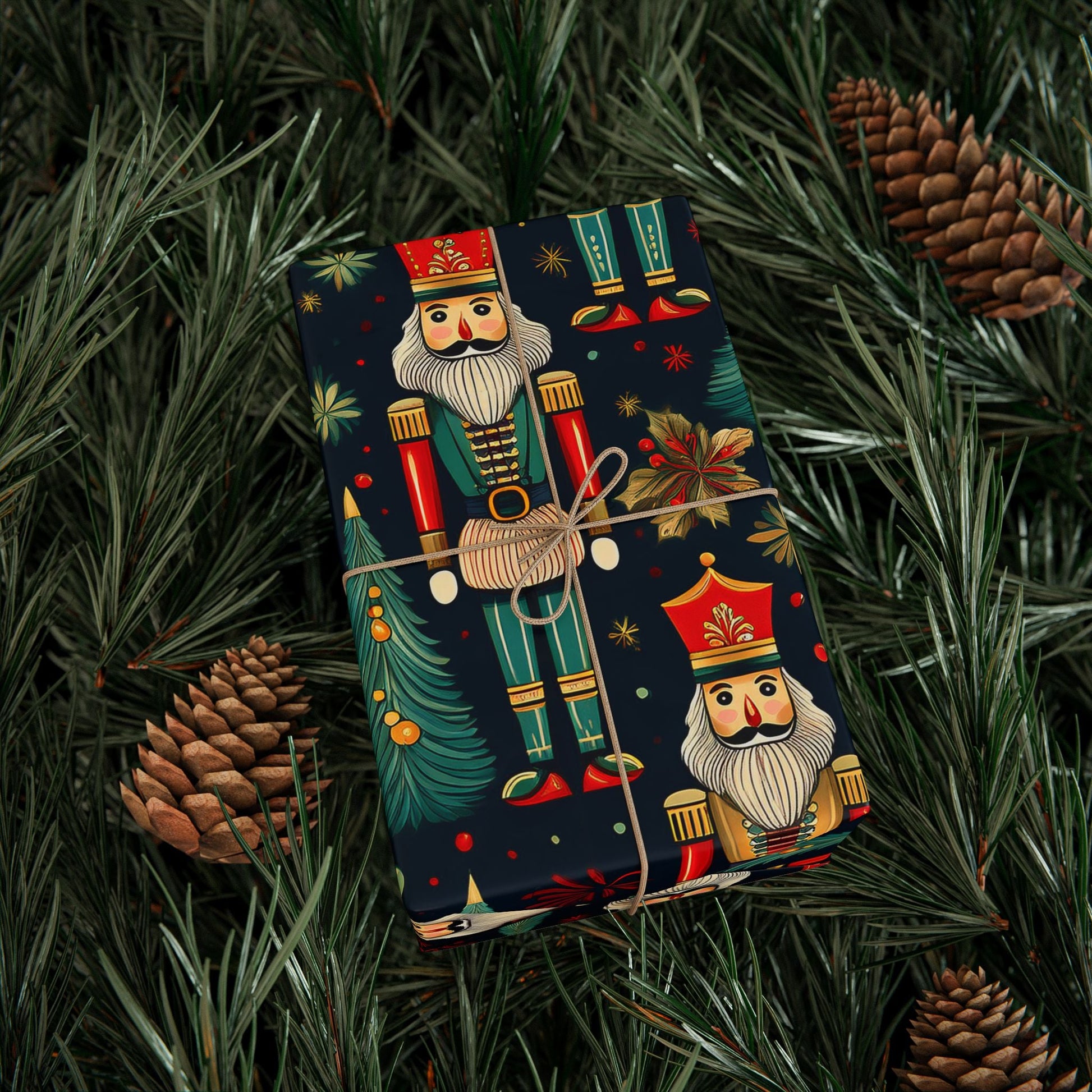Wrapping Papers - Christmas Nutcracker Pattern, Holiday Gift Wrap, Festive Wrapping Paper Roll, Xmas Present Wrap, Gift Wrapping Supplies - EternalAscension
