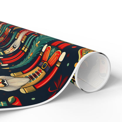 Wrapping Papers - Christmas Nutcracker Pattern, Holiday Gift Wrap, Festive Wrapping Paper Roll, Xmas Present Wrap, Gift Wrapping Supplies - EternalAscension
