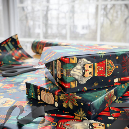 Wrapping Papers - Christmas Nutcracker Pattern, Holiday Gift Wrap, Festive Wrapping Paper Roll, Xmas Present Wrap, Gift Wrapping Supplies - EternalAscension