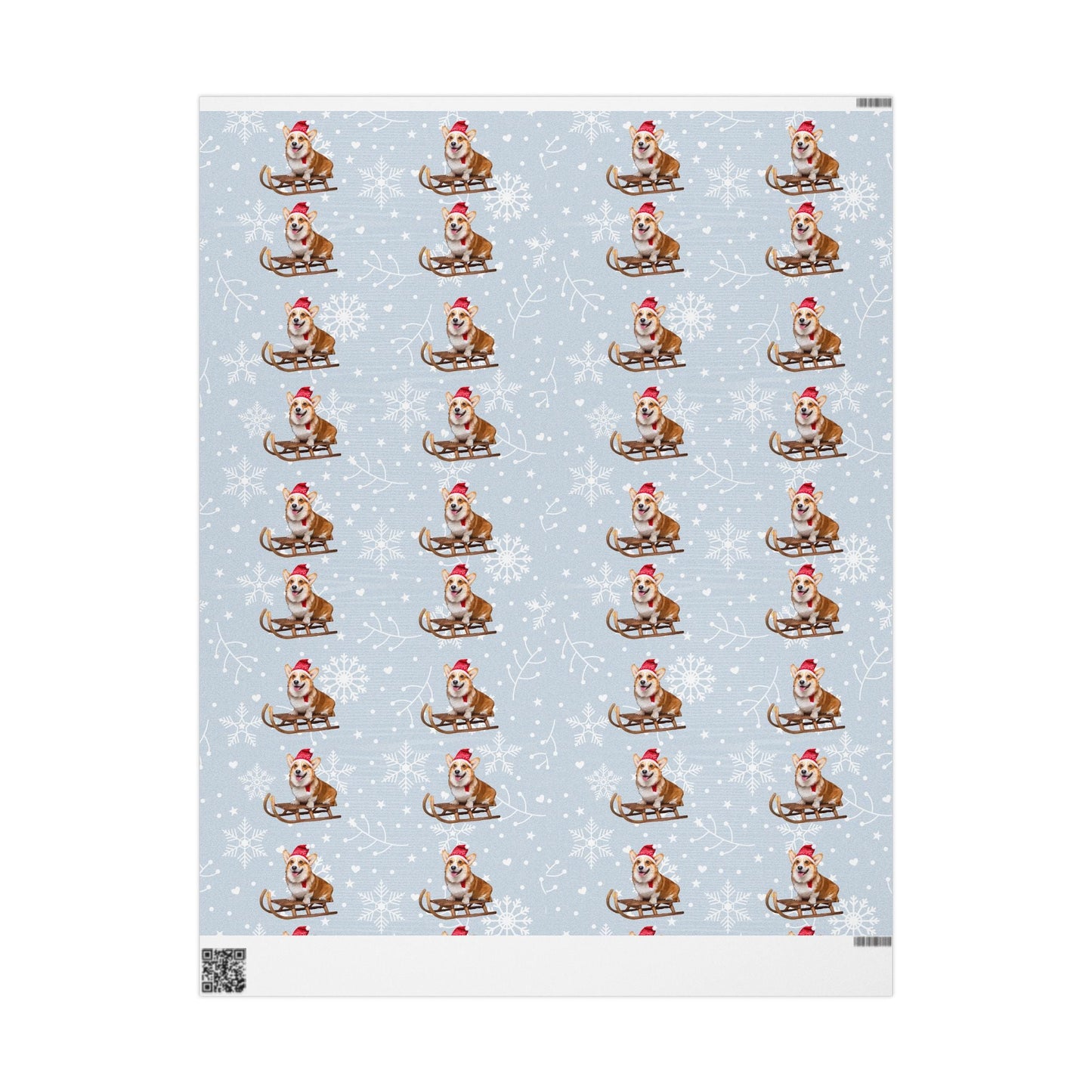 Wrapping Papers, Festive Corgi on Sled Holiday Gift Wrap, Christmas Corgis Roll Wrap, Winter Wonderland Wrapping Paper, Cute Dog Santa Hat - EternalAscension