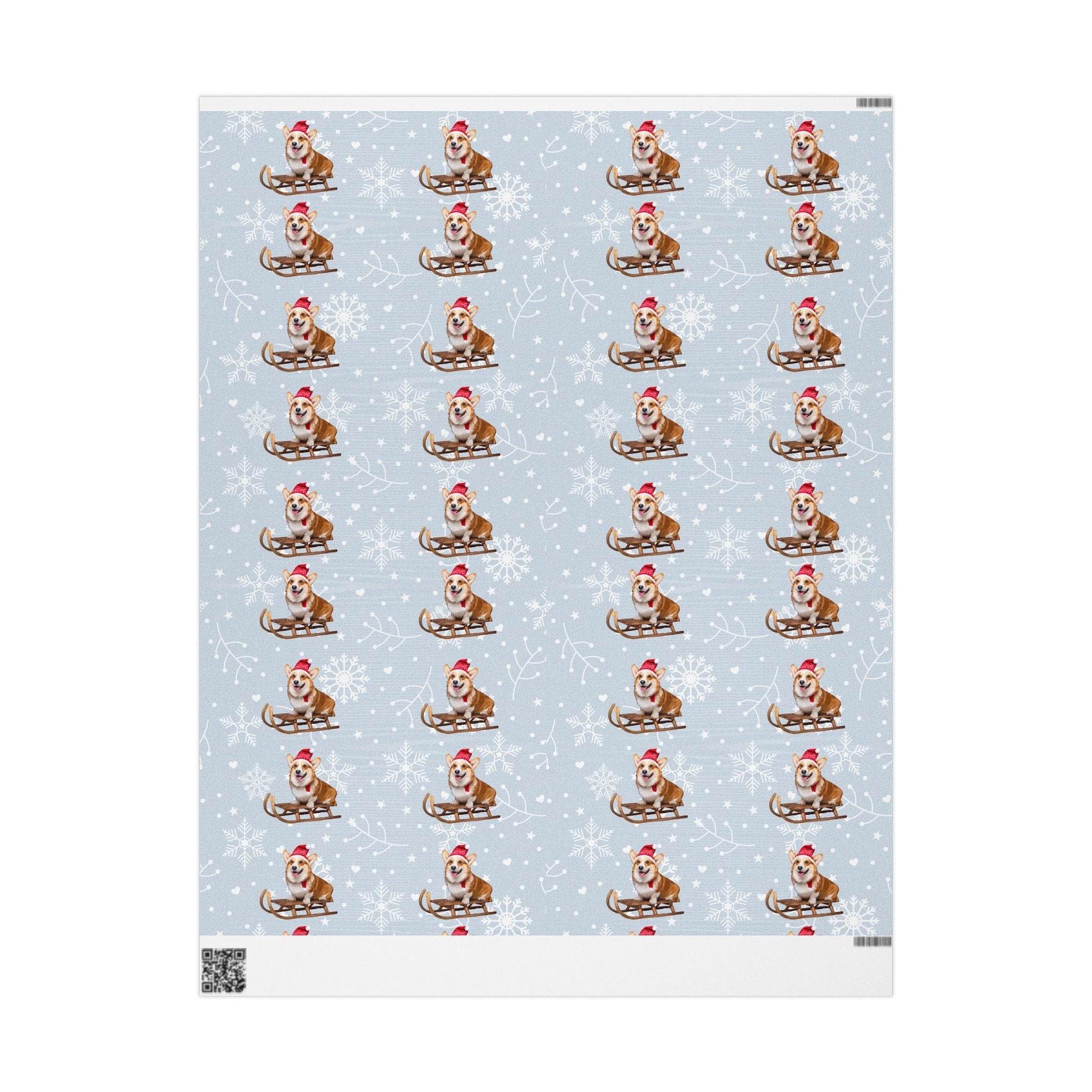 Wrapping Papers, Festive Corgi on Sled Holiday Gift Wrap, Christmas Corgis Roll Wrap, Winter Wonderland Wrapping Paper, Cute Dog Santa Hat - EternalAscension