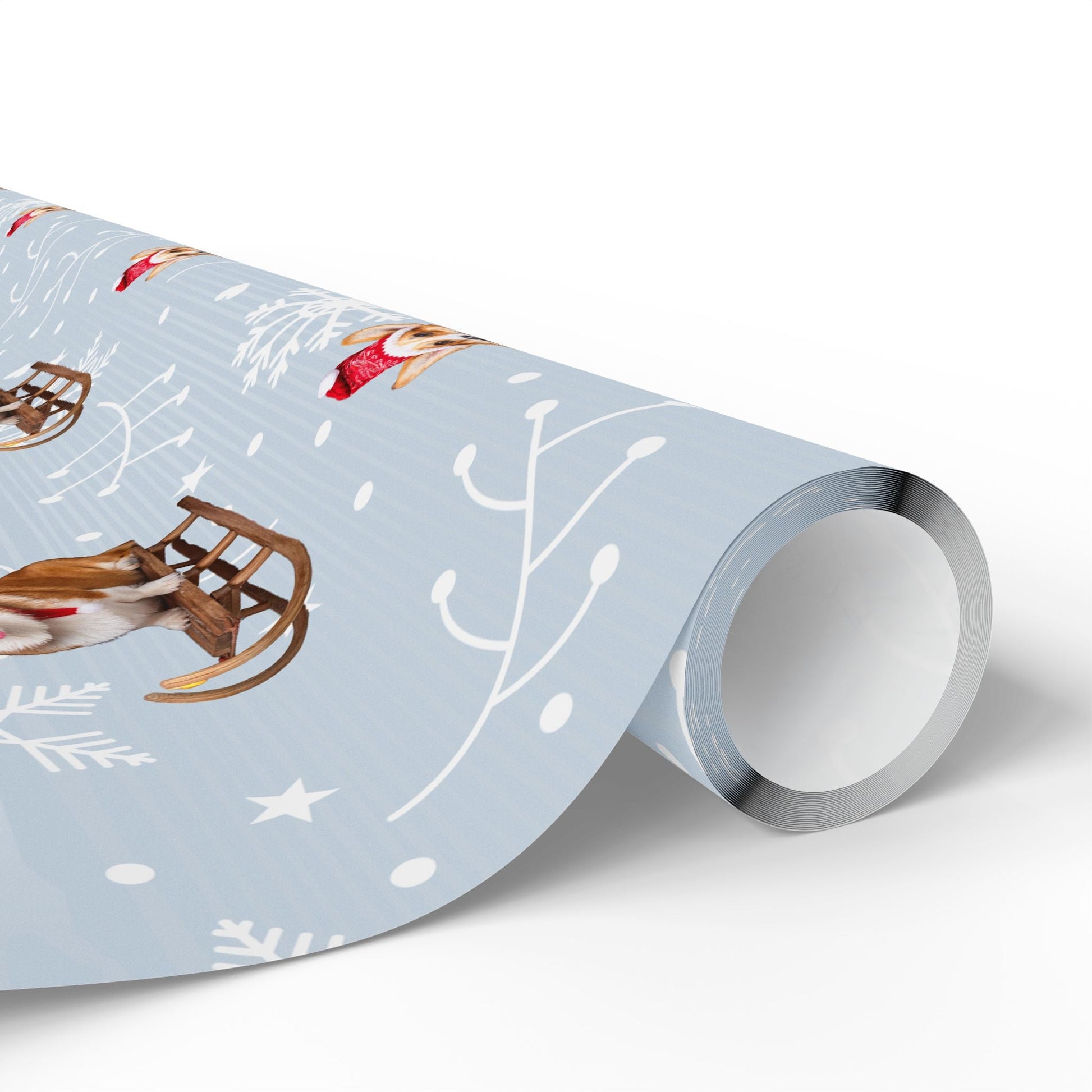 Wrapping Papers, Festive Corgi on Sled Holiday Gift Wrap, Christmas Corgis Roll Wrap, Winter Wonderland Wrapping Paper, Cute Dog Santa Hat - EternalAscension