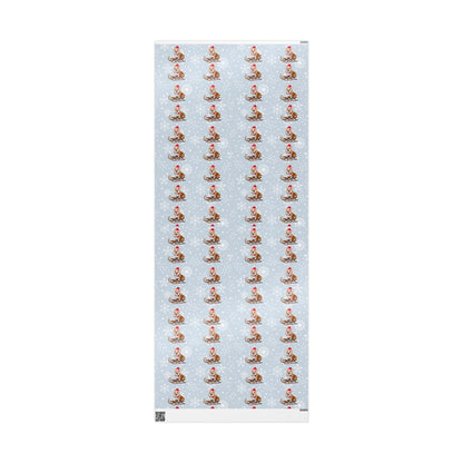 Wrapping Papers, Festive Corgi on Sled Holiday Gift Wrap, Christmas Corgis Roll Wrap, Winter Wonderland Wrapping Paper, Cute Dog Santa Hat - EternalAscension