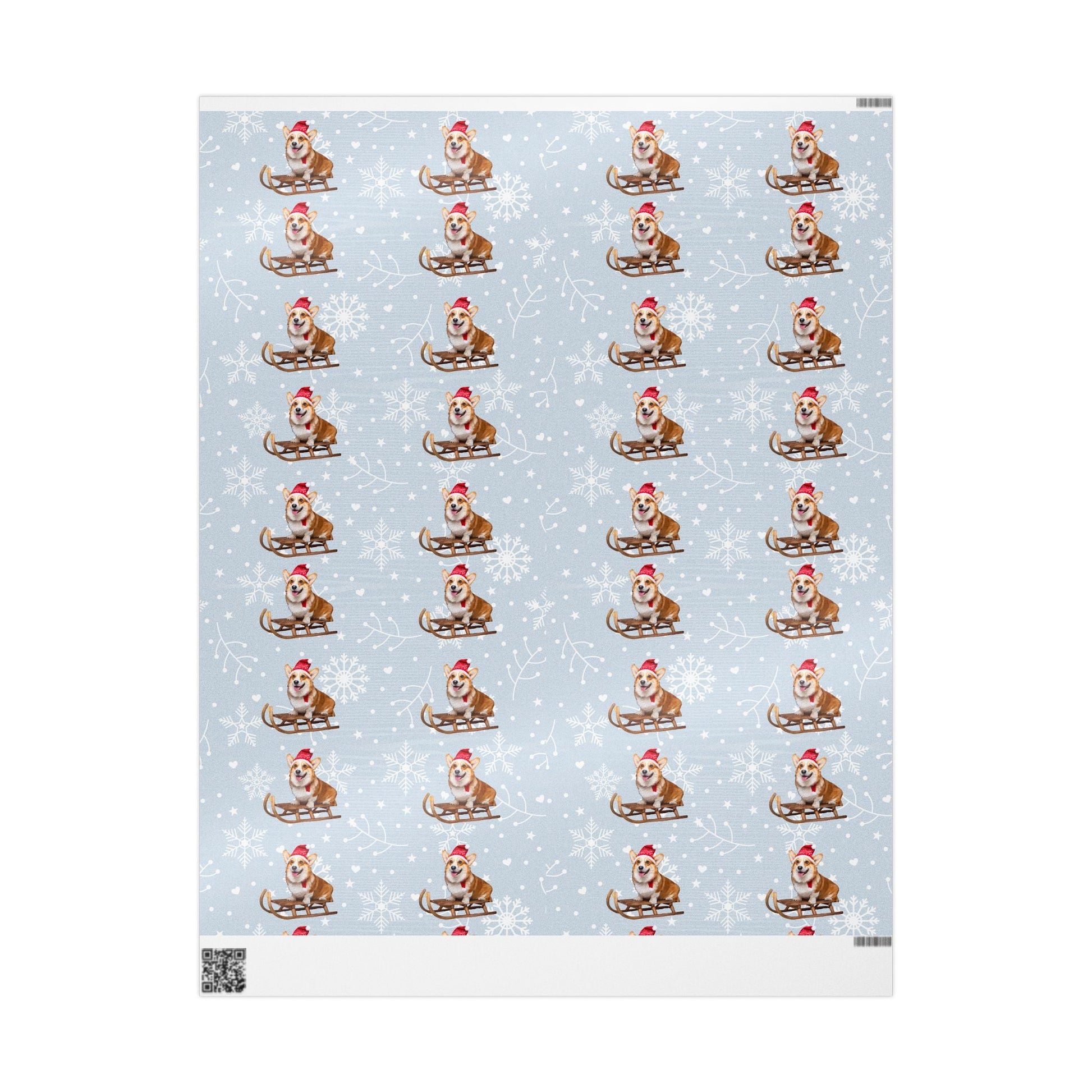 Wrapping Papers, Festive Corgi on Sled Holiday Gift Wrap, Christmas Corgis Roll Wrap, Winter Wonderland Wrapping Paper, Cute Dog Santa Hat - EternalAscension