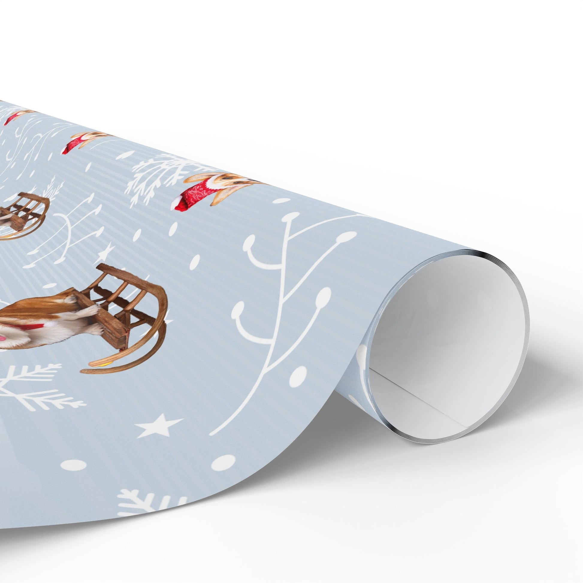 Wrapping Papers, Festive Corgi on Sled Holiday Gift Wrap, Christmas Corgis Roll Wrap, Winter Wonderland Wrapping Paper, Cute Dog Santa Hat - EternalAscension