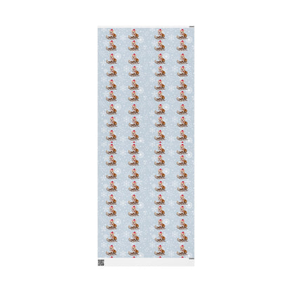 Wrapping Papers, Festive Corgi on Sled Holiday Gift Wrap, Christmas Corgis Roll Wrap, Winter Wonderland Wrapping Paper, Cute Dog Santa Hat - EternalAscension