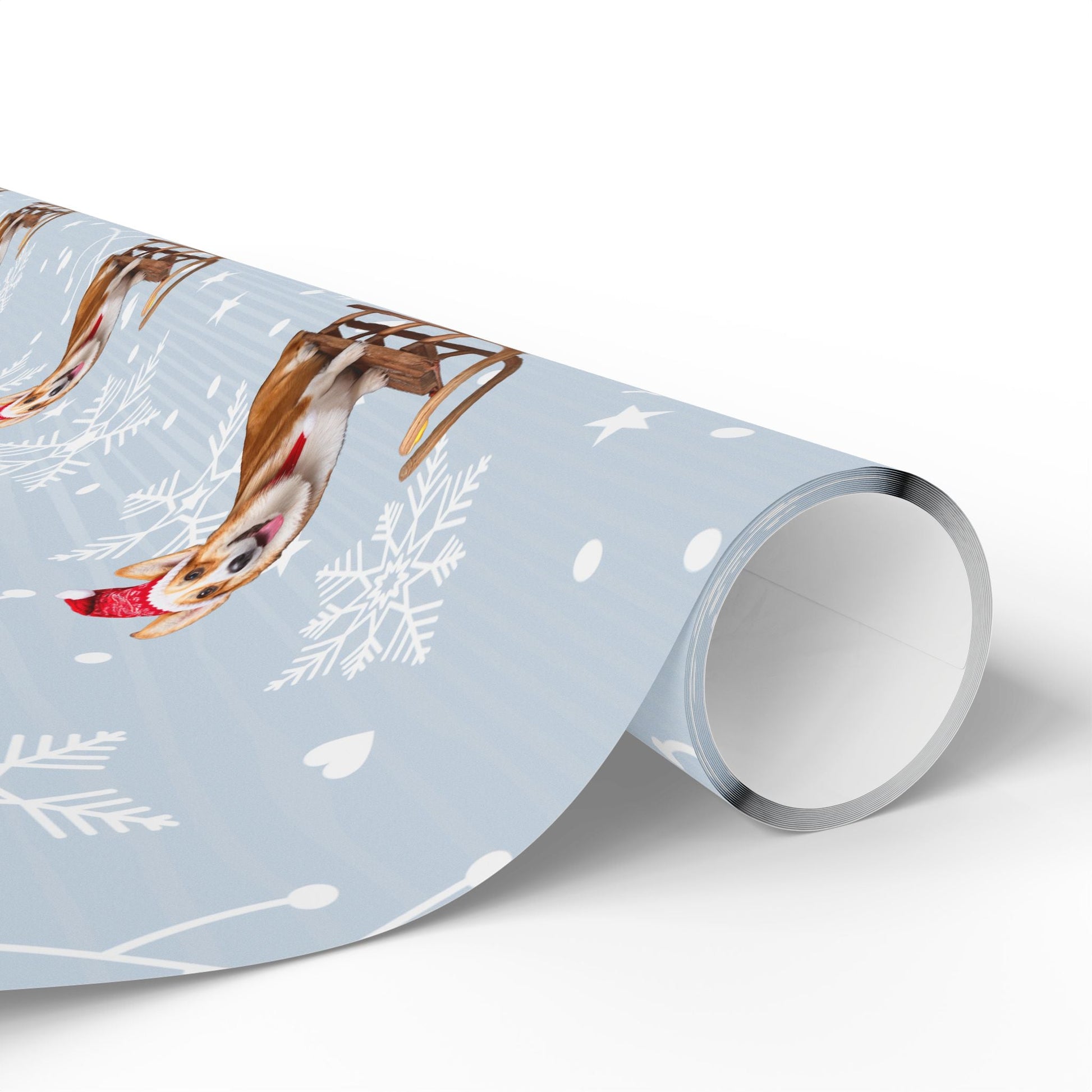 Wrapping Papers, Festive Corgi on Sled Holiday Gift Wrap, Christmas Corgis Roll Wrap, Winter Wonderland Wrapping Paper, Cute Dog Santa Hat - EternalAscension