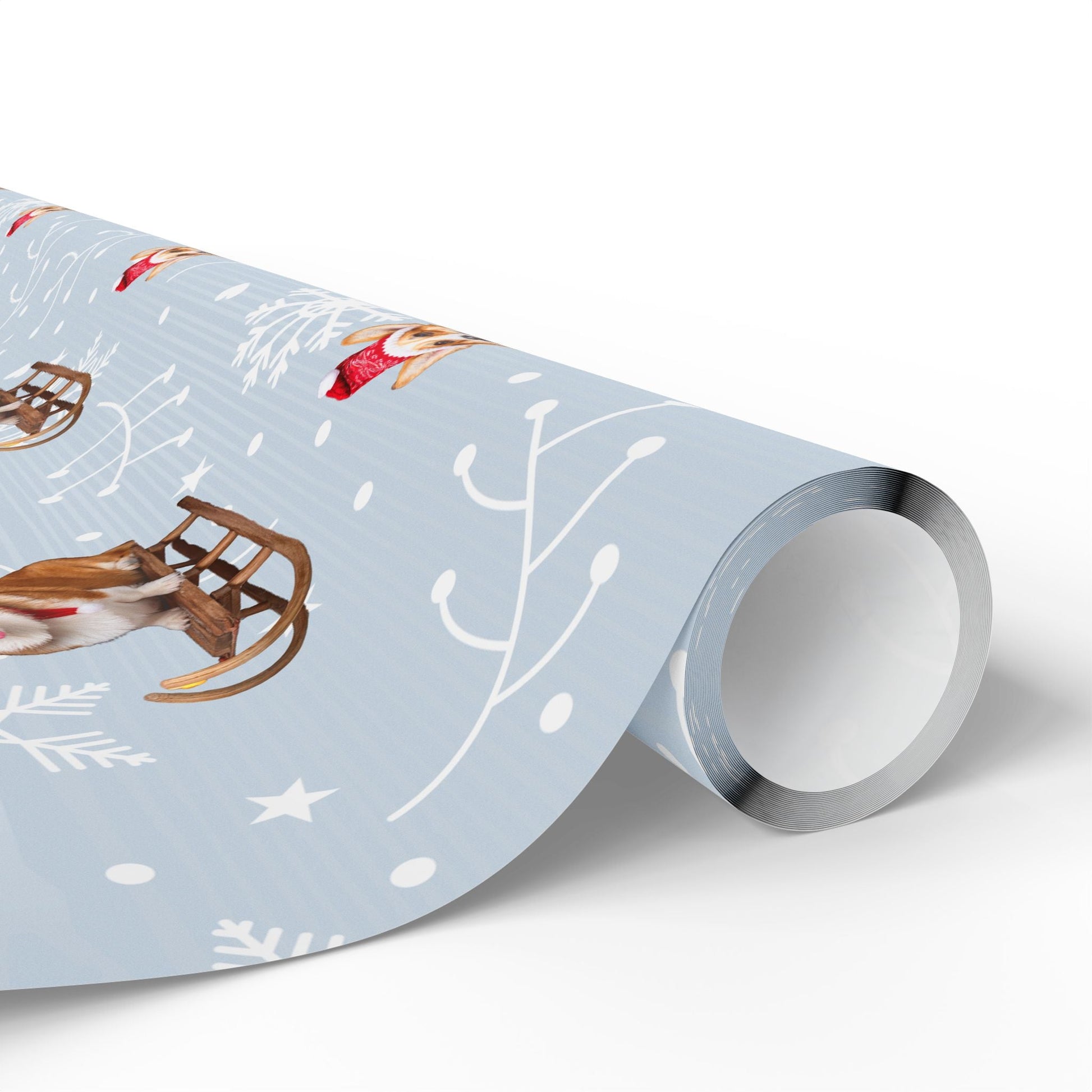 Wrapping Papers, Festive Corgi on Sled Holiday Gift Wrap, Christmas Corgis Roll Wrap, Winter Wonderland Wrapping Paper, Cute Dog Santa Hat - EternalAscension