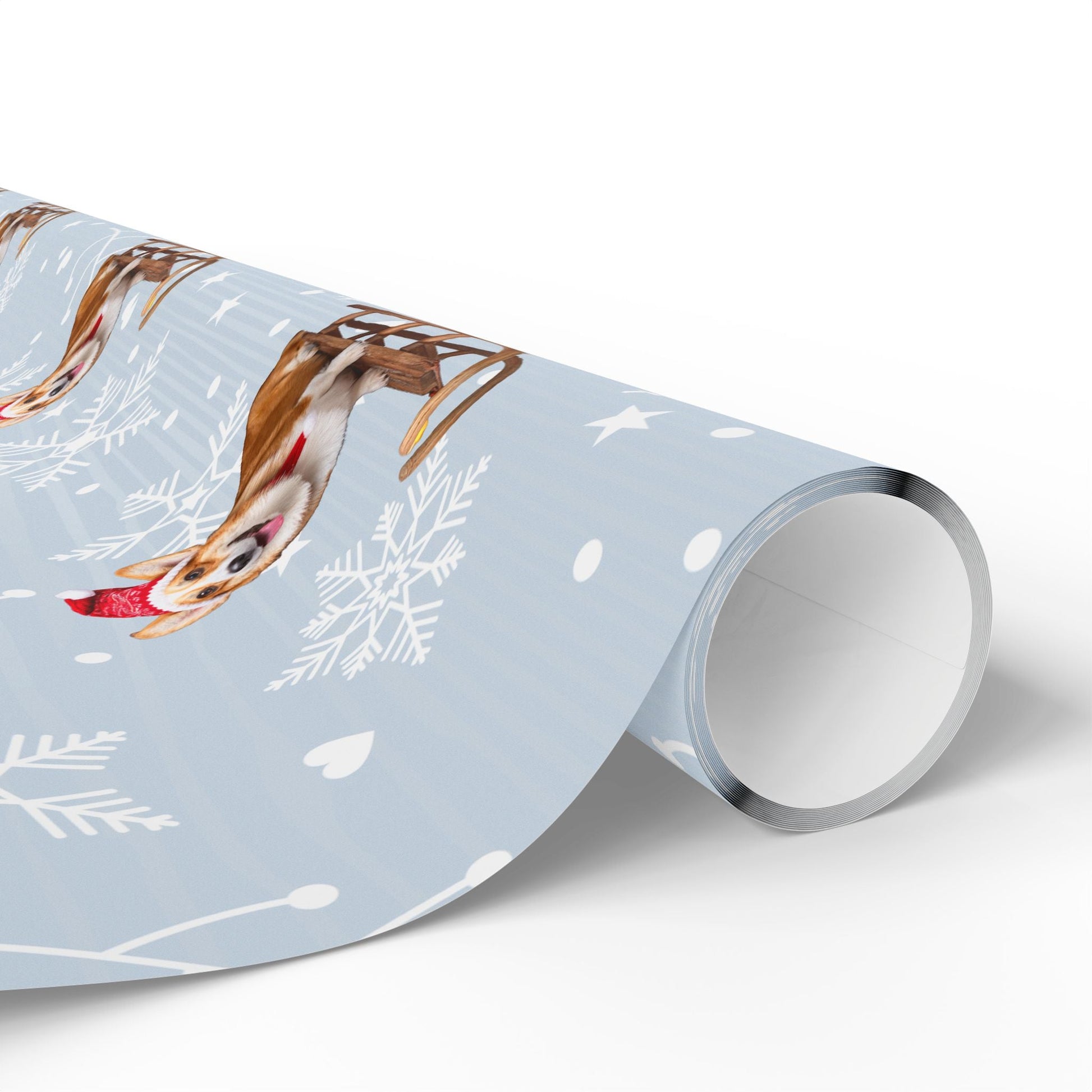 Wrapping Papers, Festive Corgi on Sled Holiday Gift Wrap, Christmas Corgis Roll Wrap, Winter Wonderland Wrapping Paper, Cute Dog Santa Hat - EternalAscension