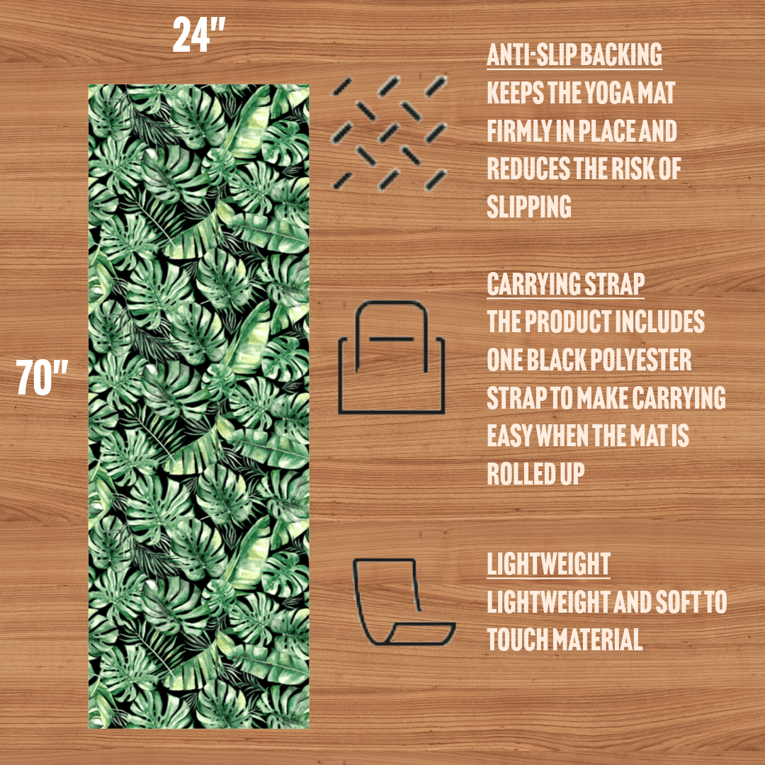 Yoga Mat - Tropical Monstera and Palm Leaves Design for Nature Lovers - EternalAscension