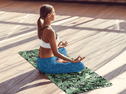 Yoga Mat - Tropical Monstera and Palm Leaves Design for Nature Lovers - EternalAscension